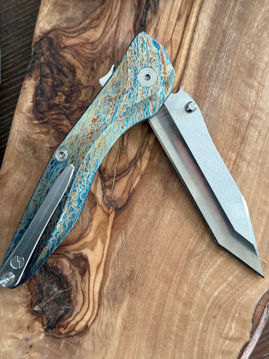 CLK-2T serial #002: entropic-anodized handles w/ raw titanium hardwre